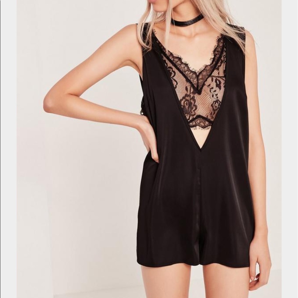NWT Missguided Silky Lace Insert Romper