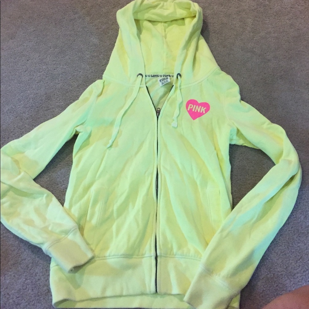 neon yellow zip up hoodie jacket