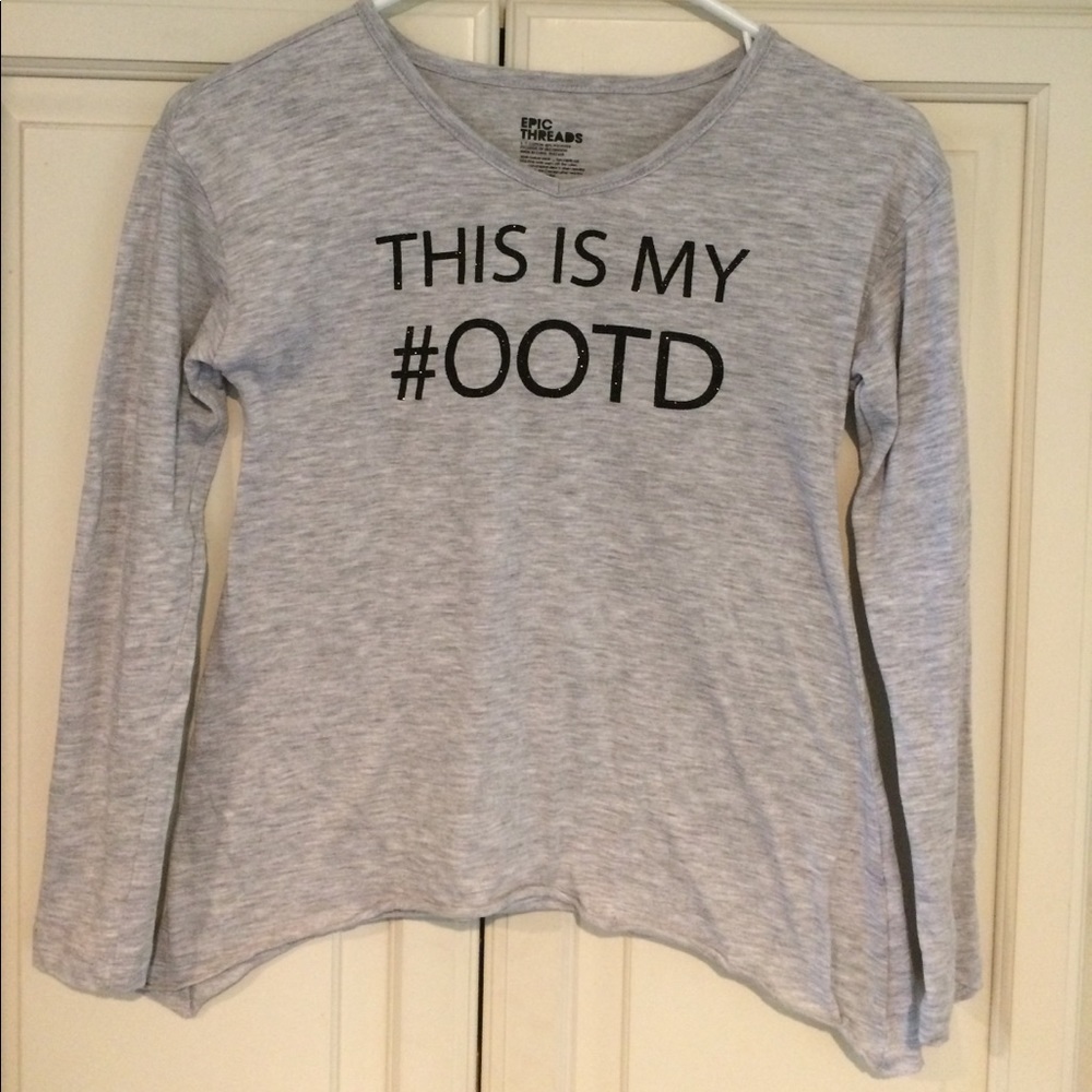 Epic Threads Girls Long Sleeve Top Heather Gray M