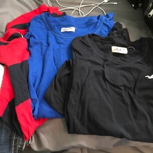 bundle of 3 hollister crew tee shirts long sleeve