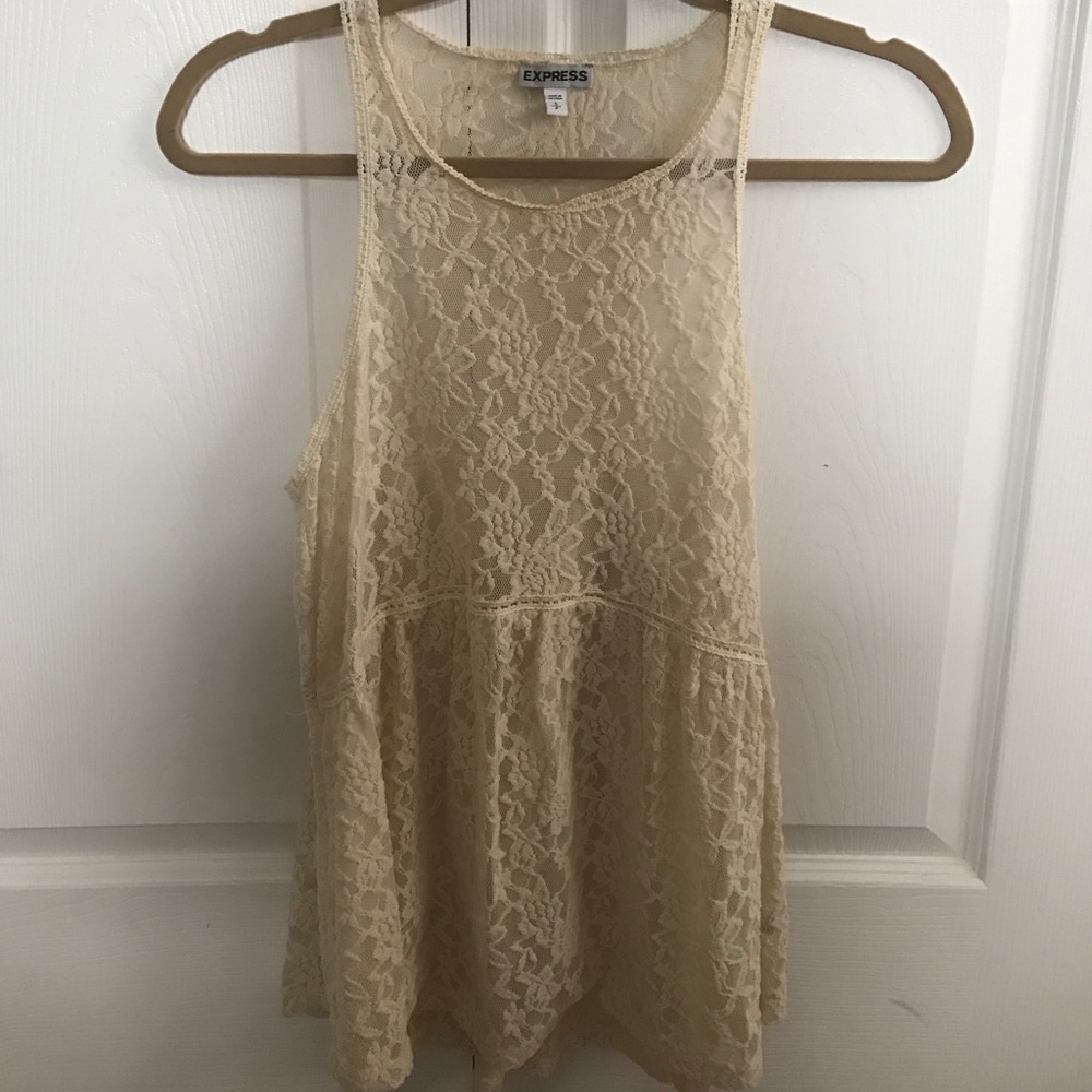 See through nude lace tank👅