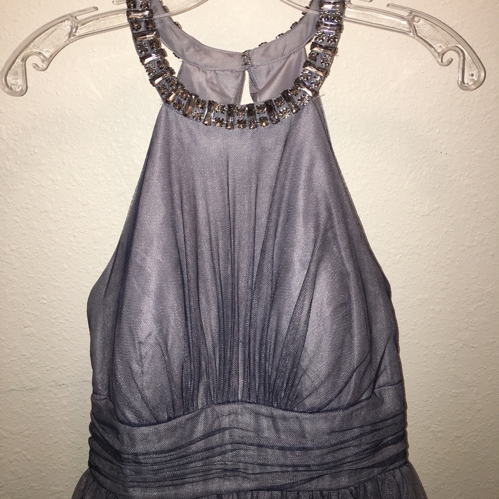 Floor length formal dress- Bejeweled neckline