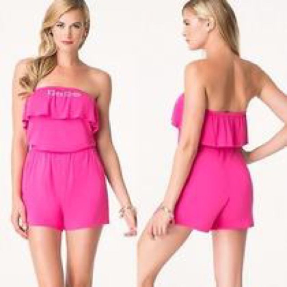 Hot Pink Strapless Romper