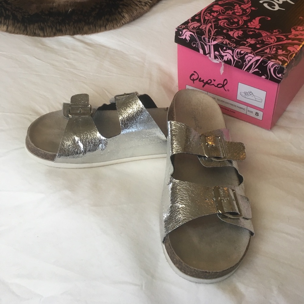 Silver distressed sandals