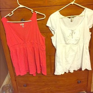 Orange top and white top