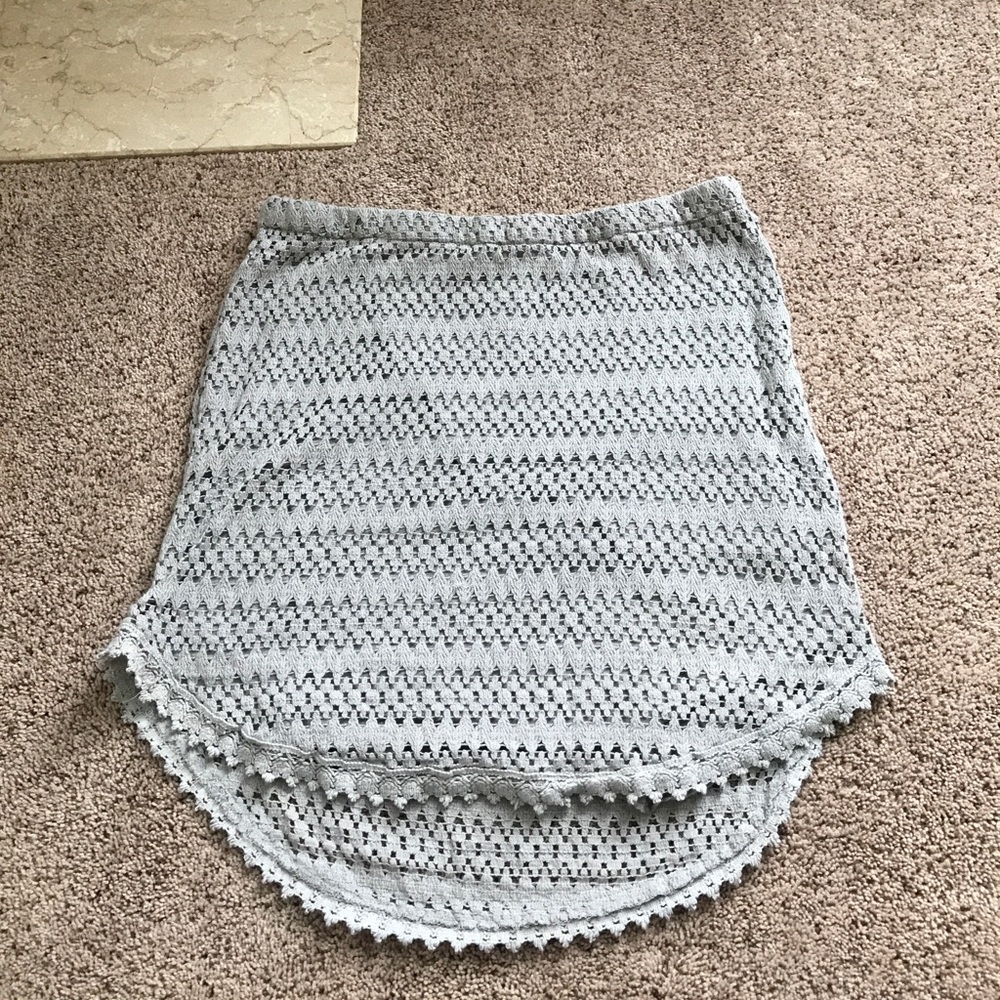 Beachy Lined Gray Crochet Roxy Skirt