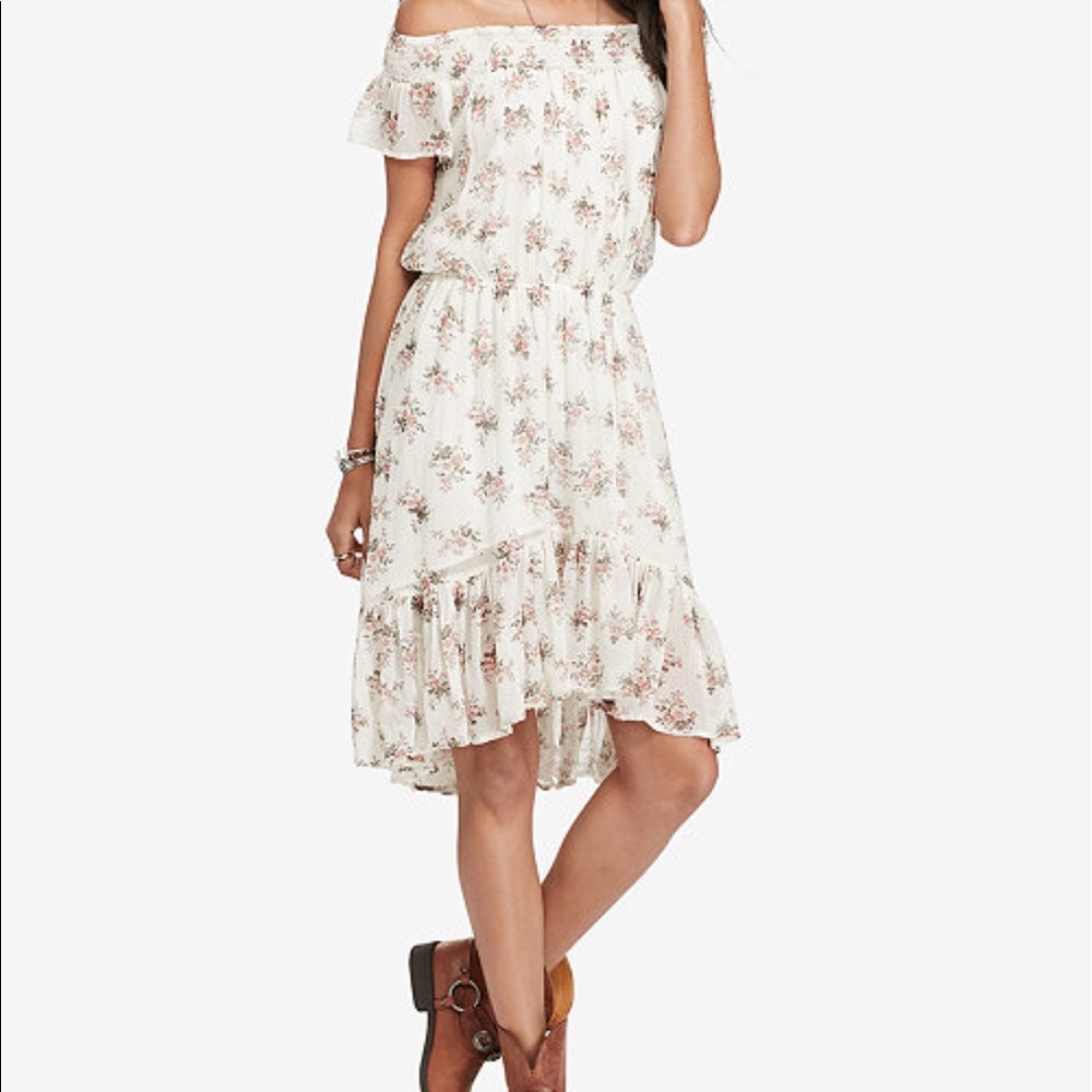 Denim and supply floral off shoulder dress