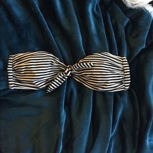 Victoria secret black and white striped swim top