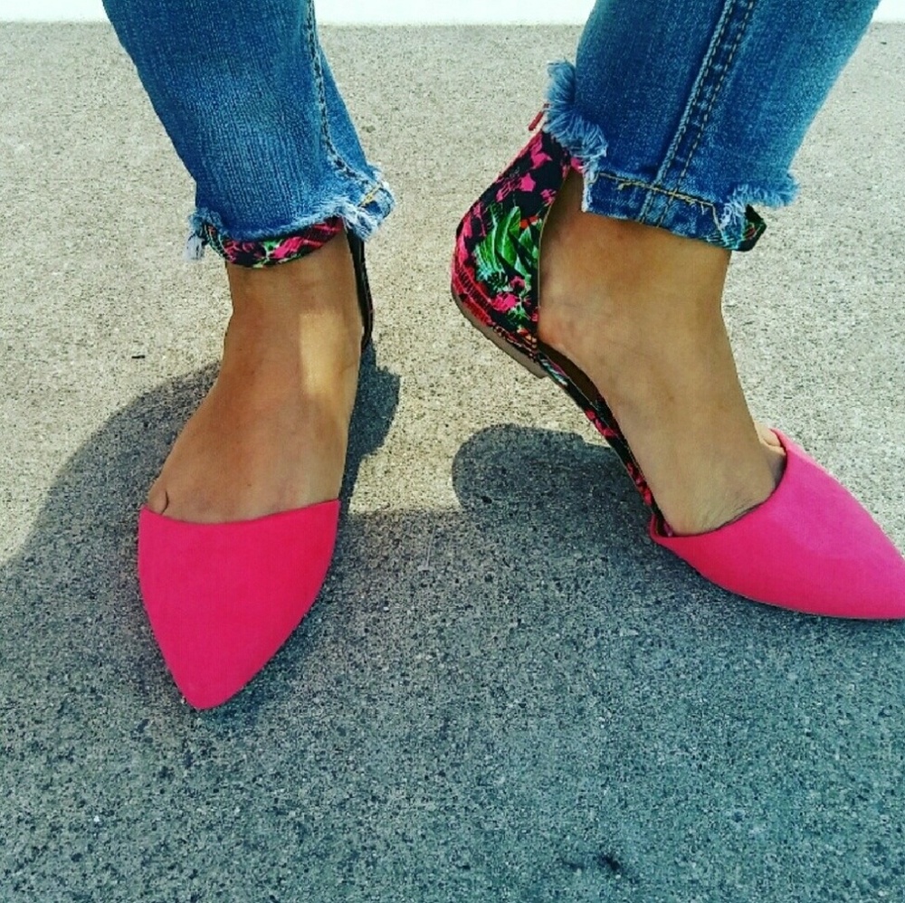 Hot Pink D'orsay Flats