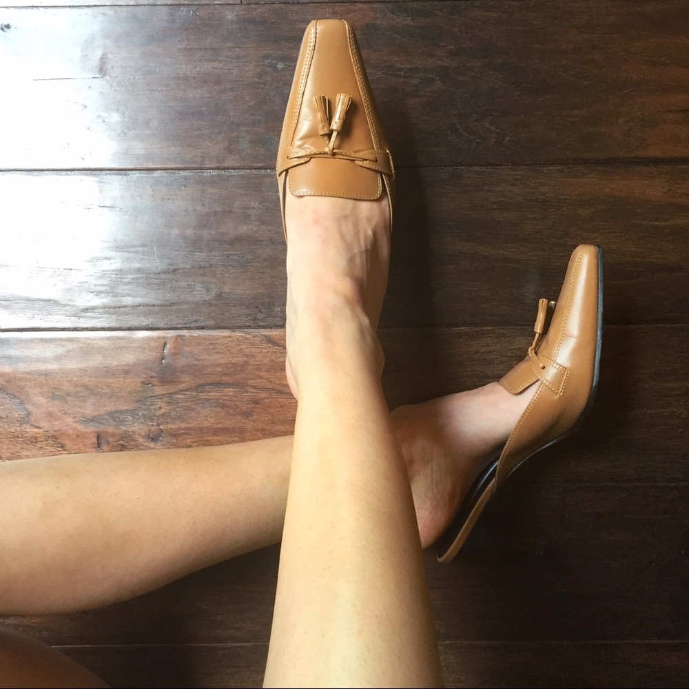 Etienne Aigner Leather Heeled Loafers/Mules 7.5/8