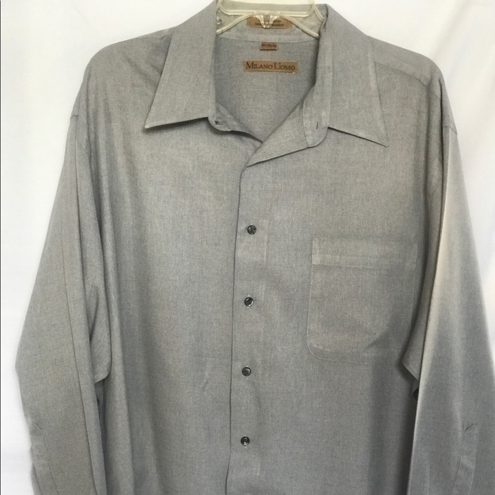 Milano Uomo Long Sleeve Gray Dress Shirt
