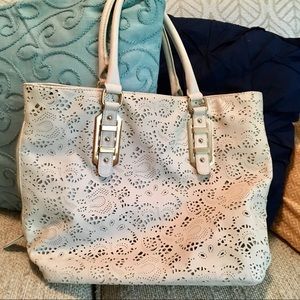 Cream Laser-Cut Spring Aldo Handbag