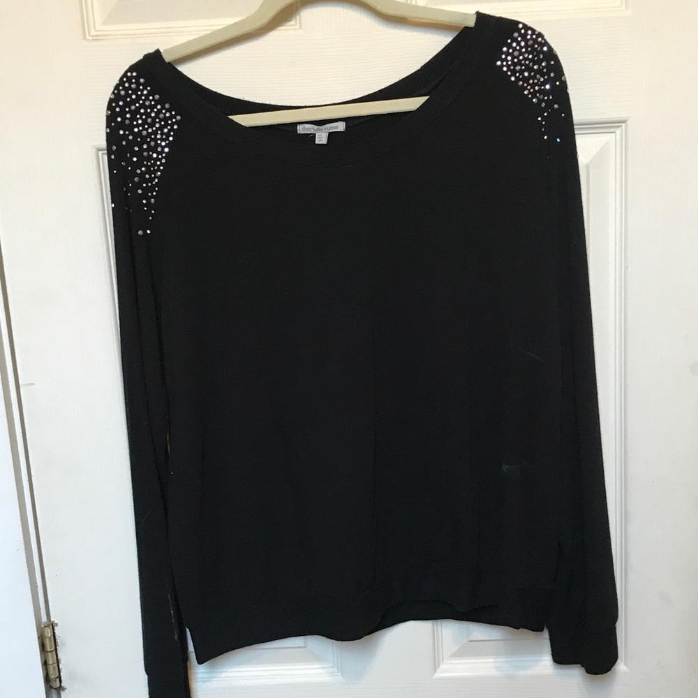 Cute black sweater with rhinestones