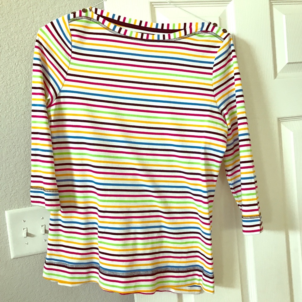 Westbound striped boatneck 3/4 sleeve top!