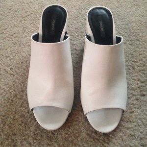 White vegan leather mule heel