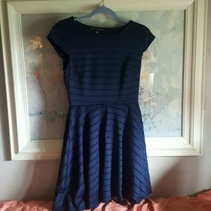 New Macy's Navy Blue short sleeved detailed dress