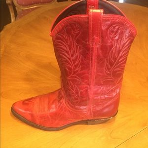 Vintage AMCE Red Leather Cowboy Boots