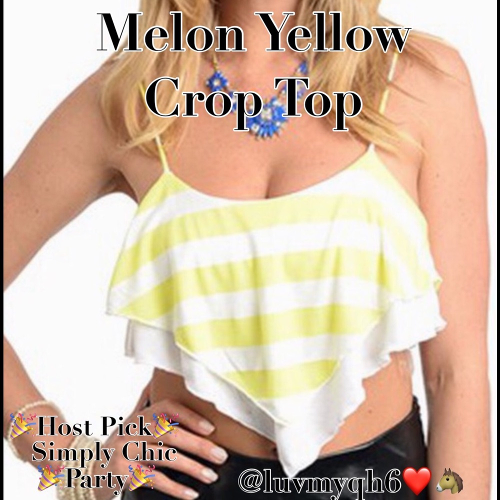 Yellow Striped Crop Top 🎉HP🎉