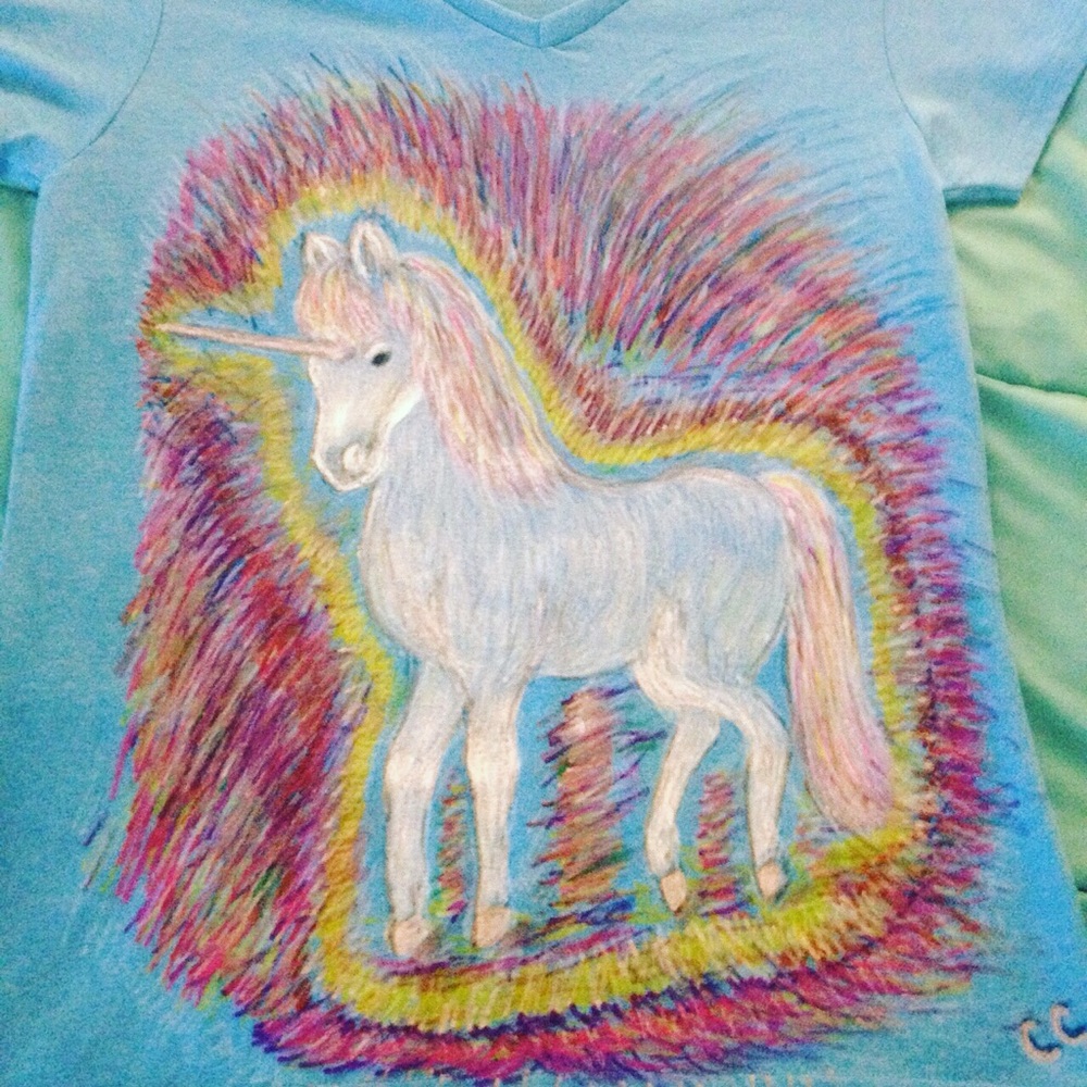 Ladies Hand Drawn Unicorn T-Shirt