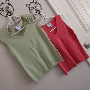Ann Taylor sleeveless v-neck tops bundle of 2 -XSP