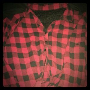 Red and Black Cut-out Flannel