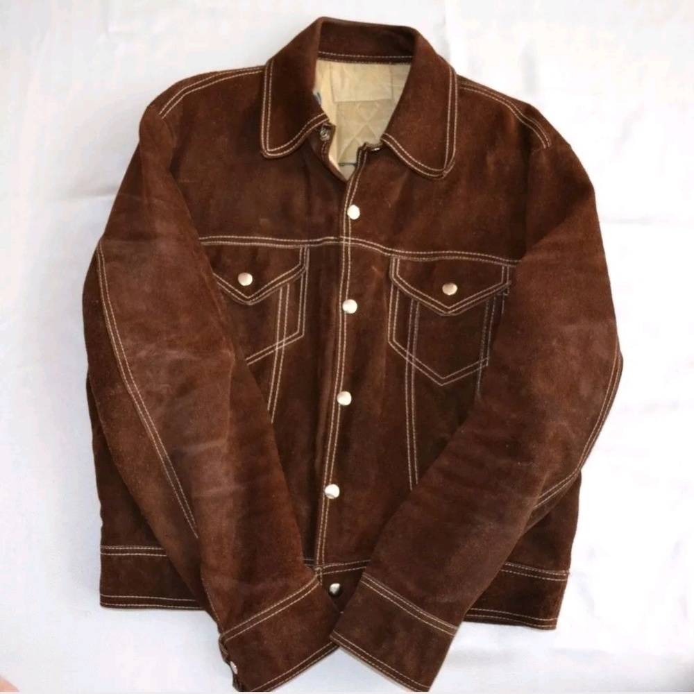 Awesome Vintage Deep Brown Suede Leather Coat