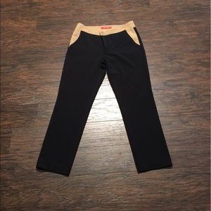 Anthropologie Sz 10 Camel Trim at Top-Black Pants
