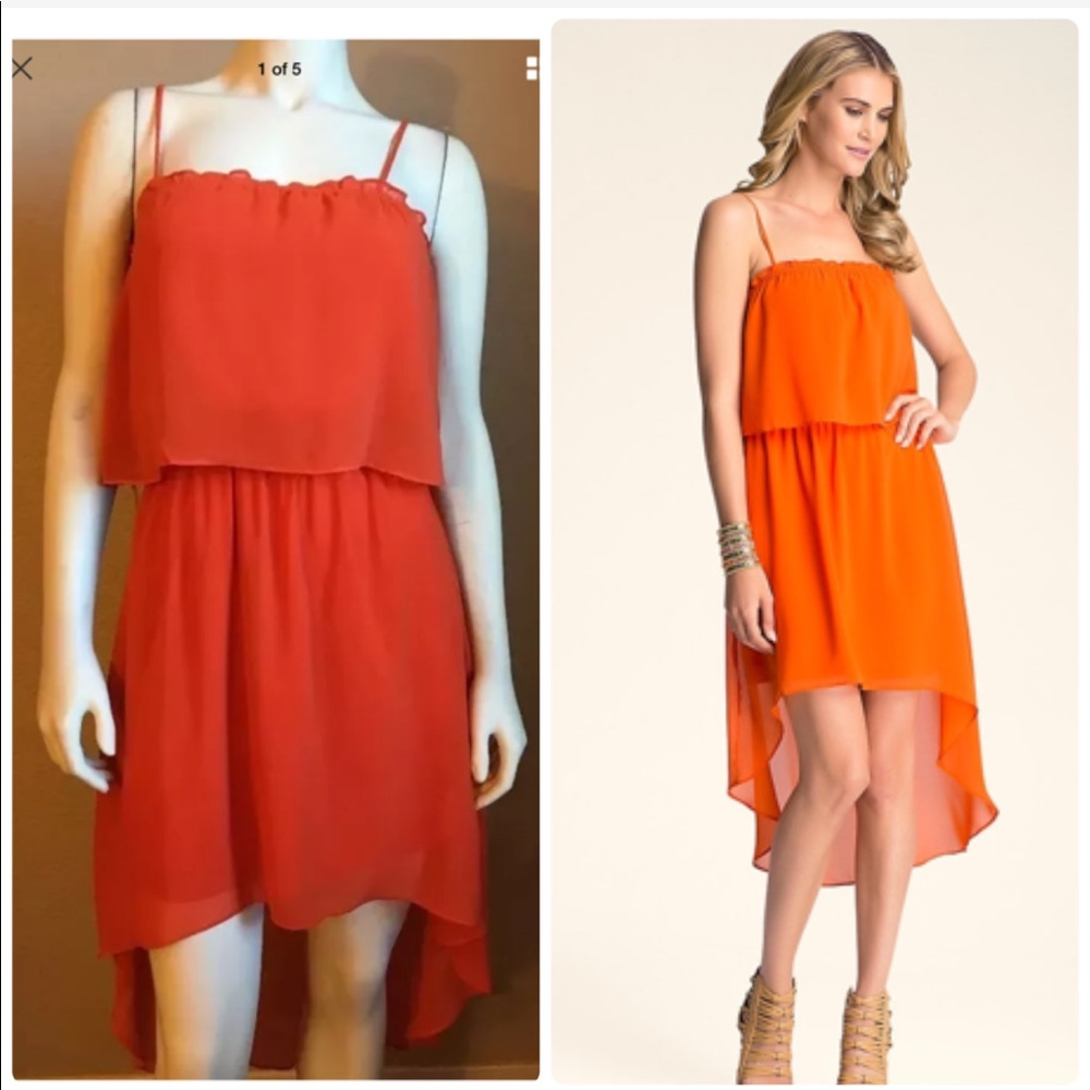 Bebe Layered Woven Hi-Low Dress Size XS S M L