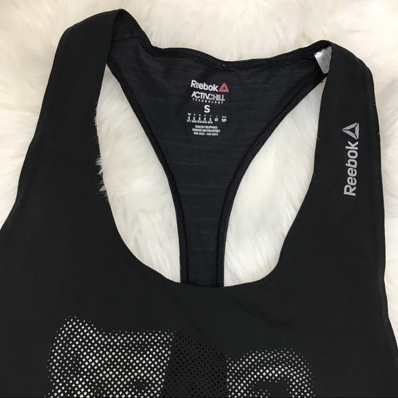 Reebok black mesh cut out lion workout tank top - Picture 3 of 4