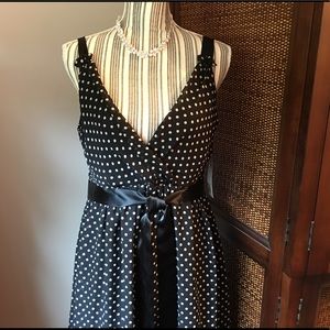 NWT Eliza J Black And White Belted Polka Dot Dress