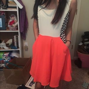 Tan and orange dress