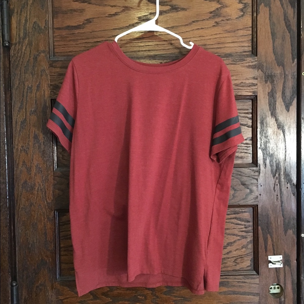 Burnt Orange Forever 21 Racing Stripe Tee