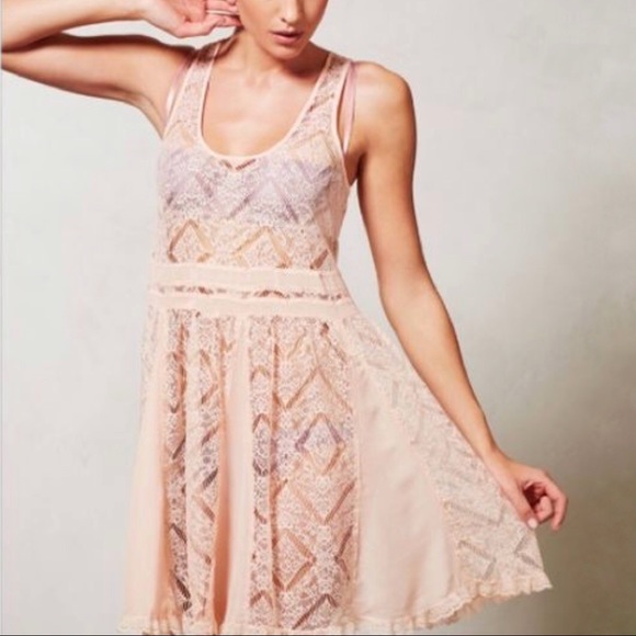 Anthropologie Eloise Pink Lace Slip Dress - Picture 2 of 5