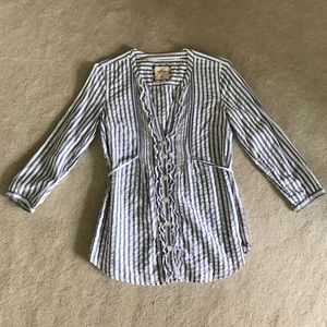 Striped Blue Button Down Blouse