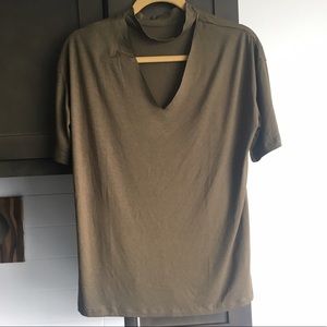 Oversized t shirt with v neck cut out