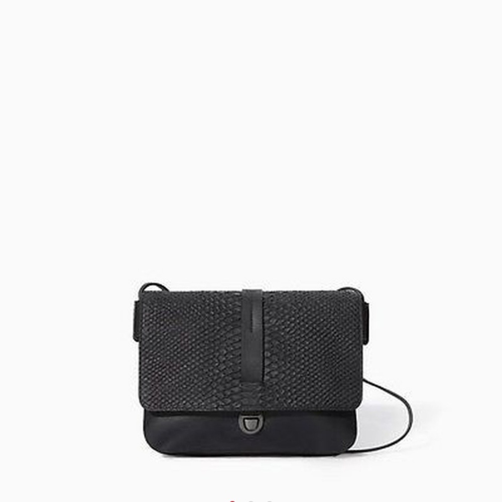 ZARA 100% Leather Snakeskin Cross Body Bag BNWT