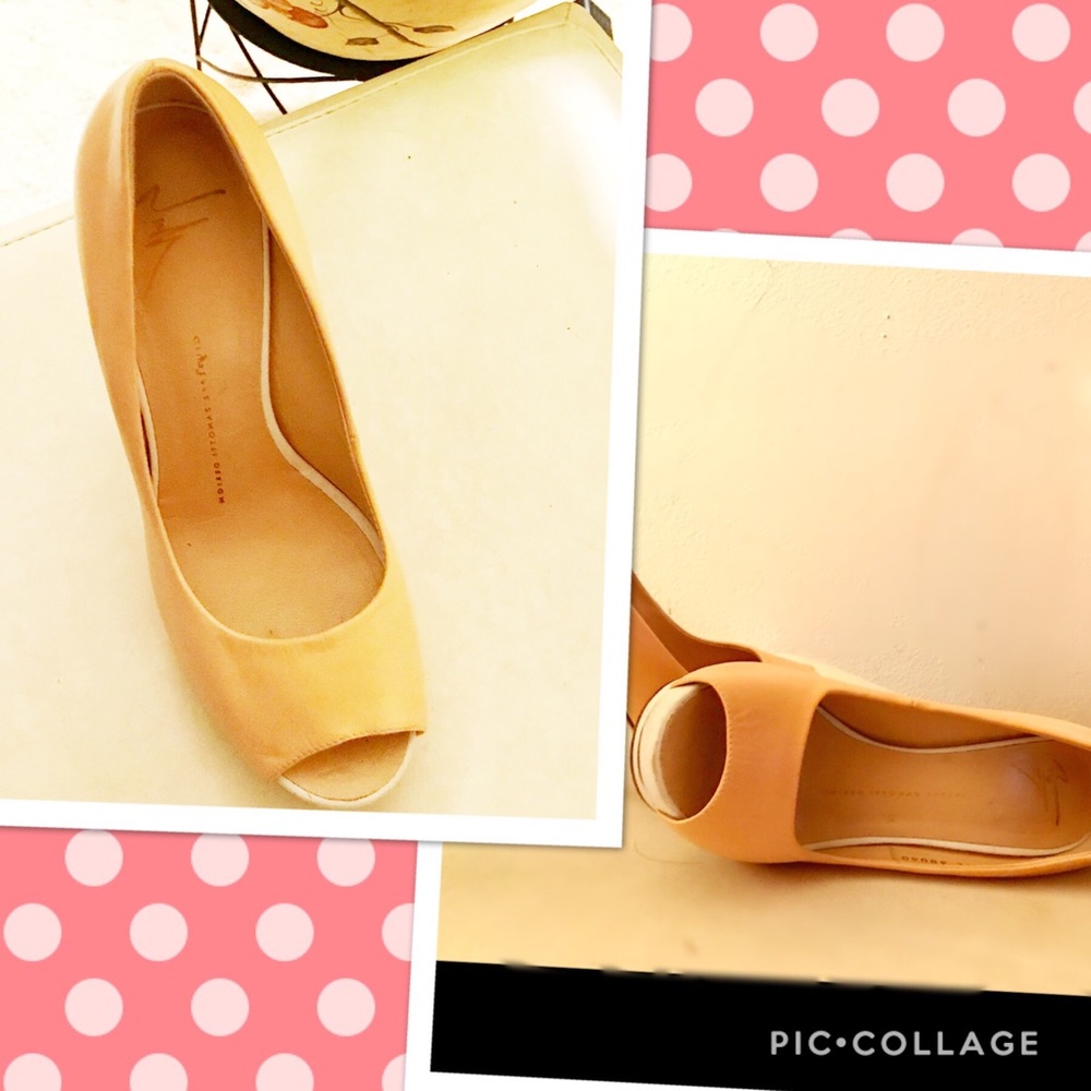 Giuseppe Z. Peep toe pumps barley worn.