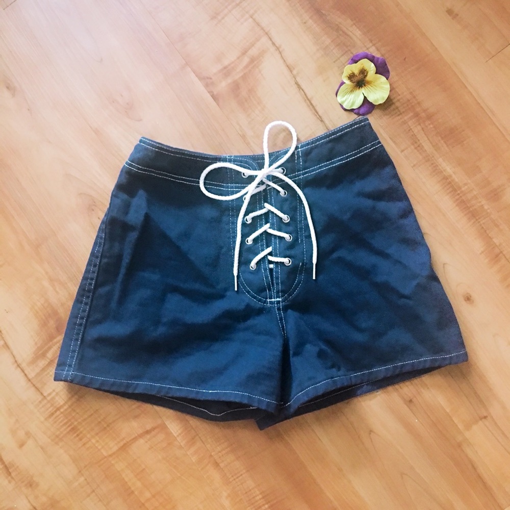 90s Lace-Up Blue Denim Shorts