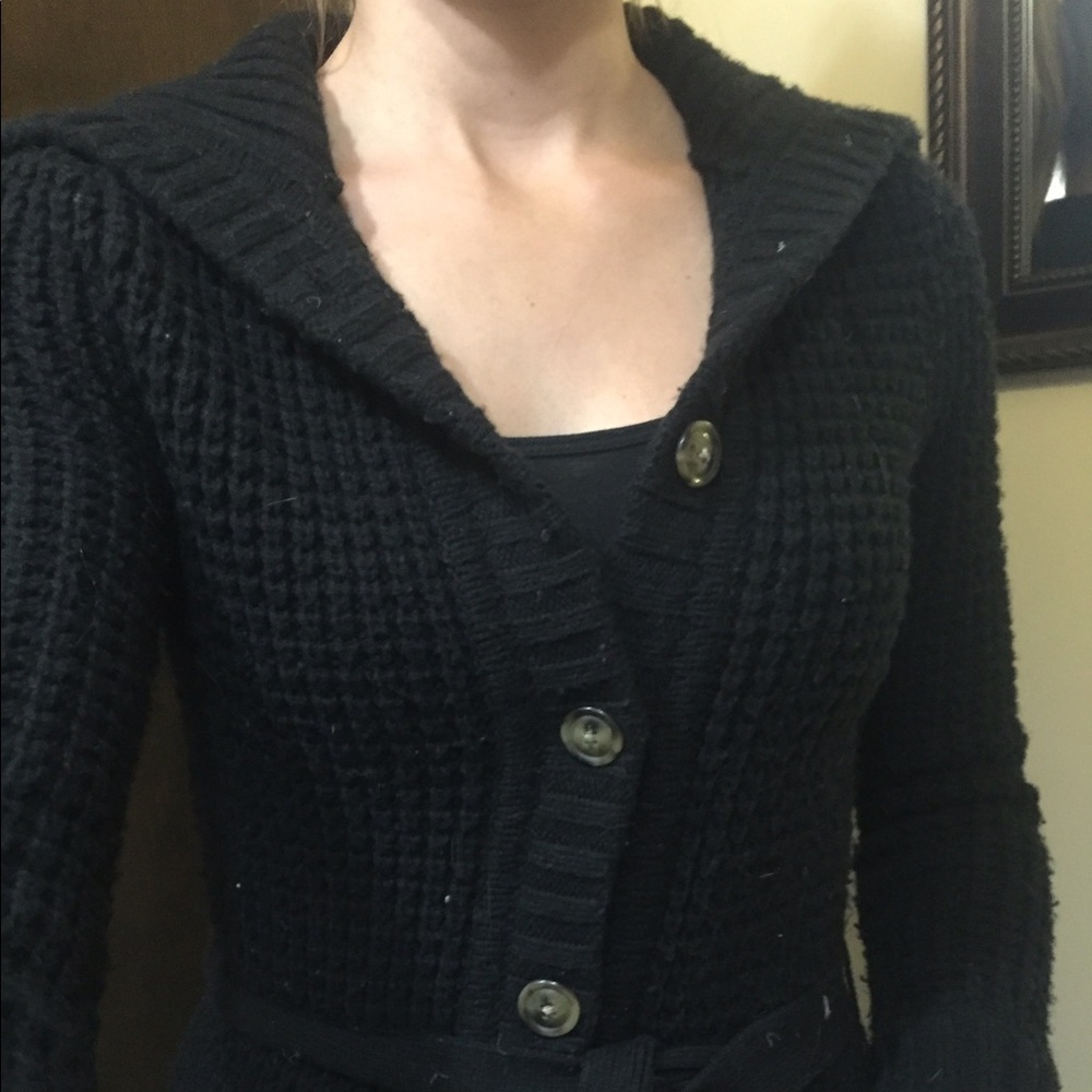 Aerie American Eagle long knit cardigan black