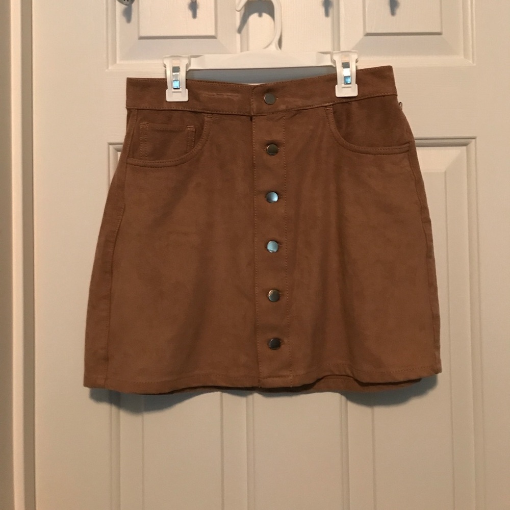 Button up suede skirt