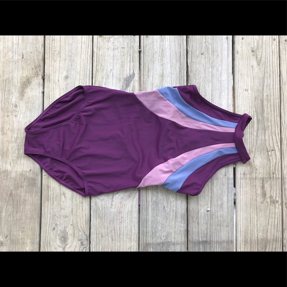 Dance high neck strappy back leotard