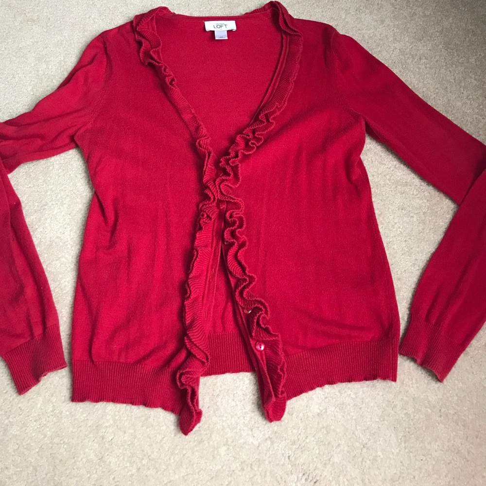 Bright red Loft cardigan
