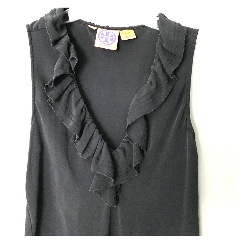 Black washed silk Tory Burch top