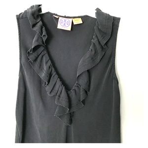 Black washed silk Tory Burch top