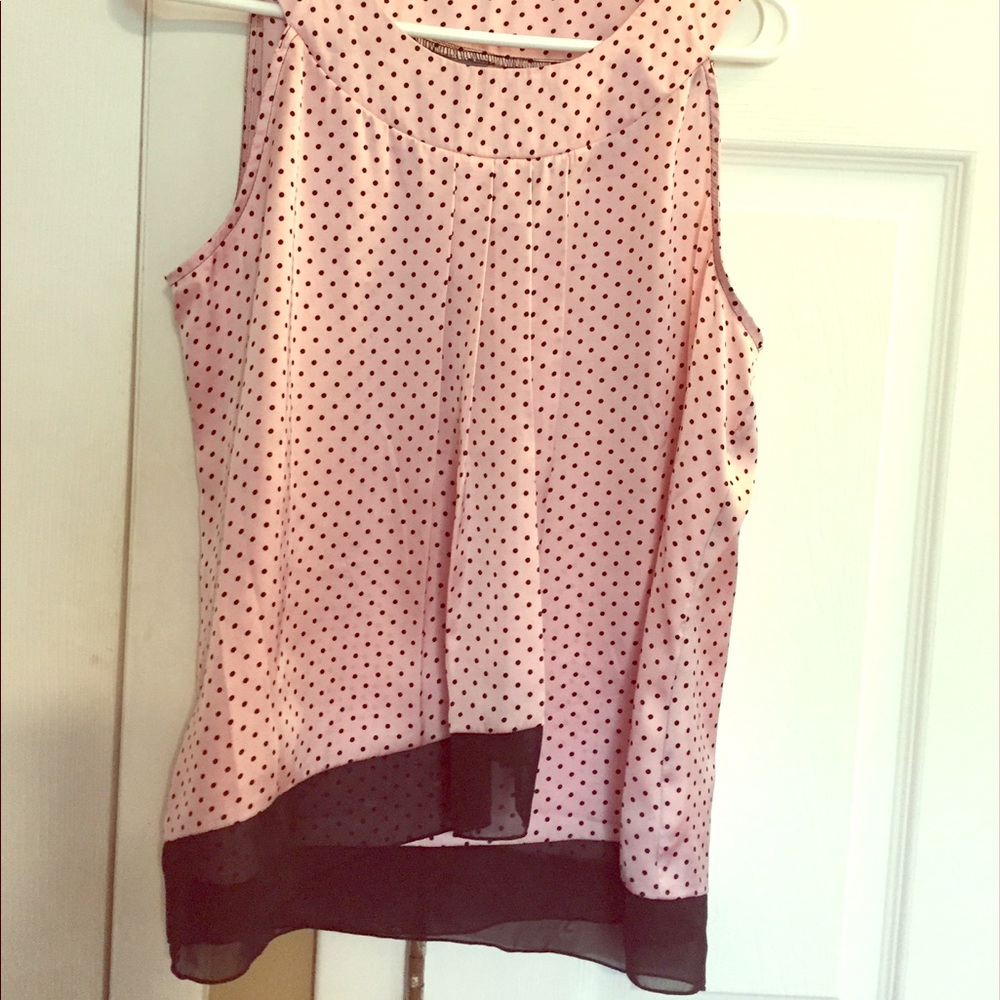 Pink satin polka dot blouse