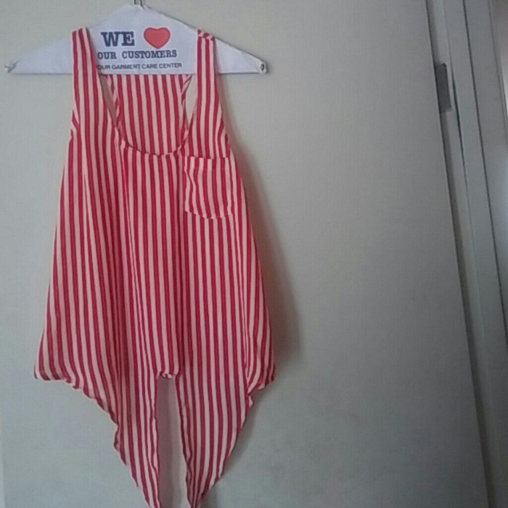 Red and White Striped Tank Shirt