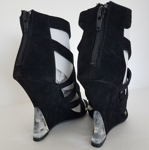New Black Koriko 7 wedge heels Platforms - Picture 3 of 4