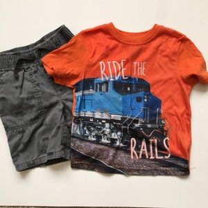 Boys Train Shirt and Shorts Set