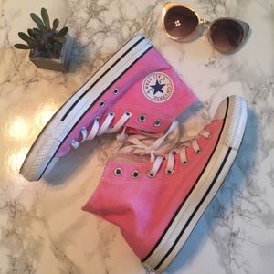 pink high top converse
