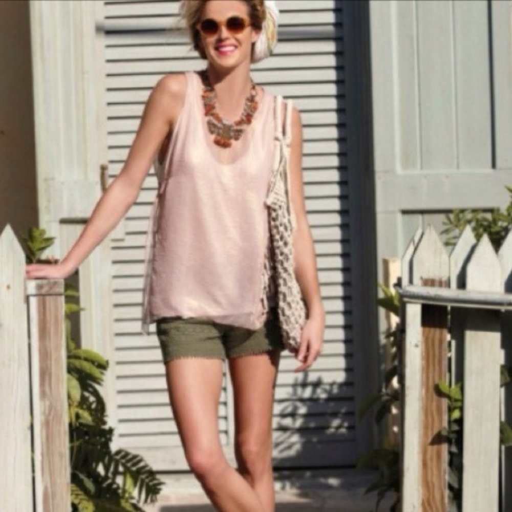 Anthropologie Deletta opal pink gold tank top xs